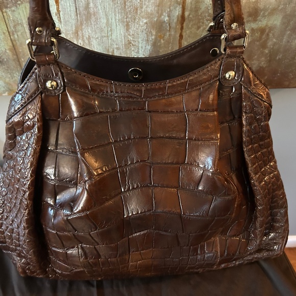 Large genuine crocodile dark cognac Gucci Sukey. Rare! - Picture 12 of 12